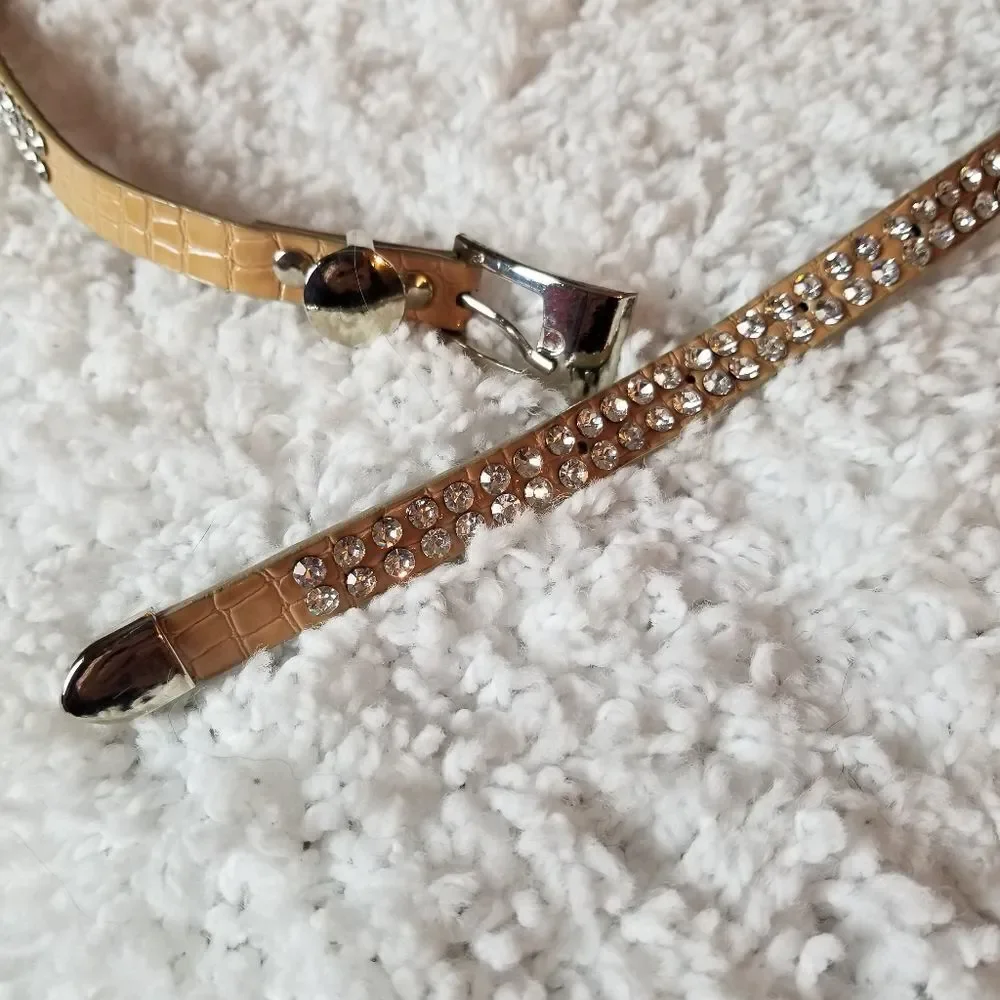 Rhinestone Skinny Belt Unique Small